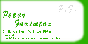 peter forintos business card