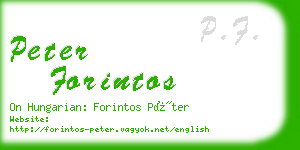 peter forintos business card